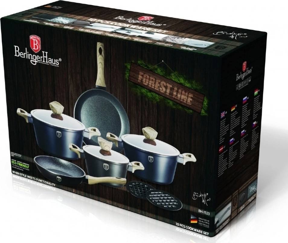 Berlingerhaus Sada nádobí s mramorovým povrchem 10 ks EBONY Line Maple 