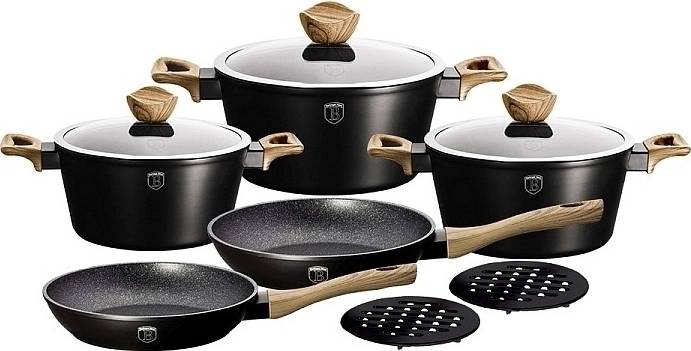 Berlingerhaus Sada nádobí s mramorovým povrchem 10 ks EBONY Line Maple 