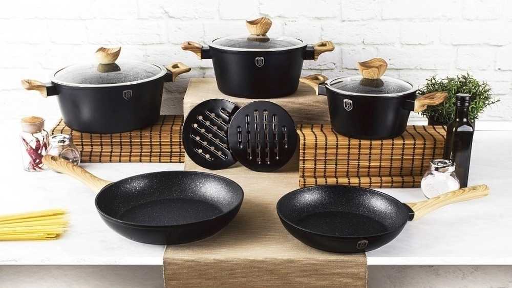 Berlingerhaus Sada nádobí s mramorovým povrchem 10 ks EBONY Line Maple 