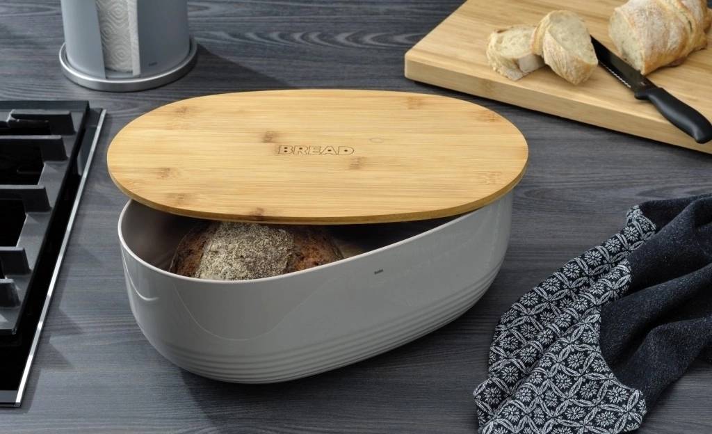 Kela Chlebník NAMUR plast / dřevo šedá 