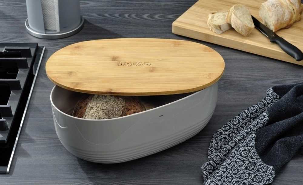 Kela Chlebník NAMUR plast / dřevo šedá 