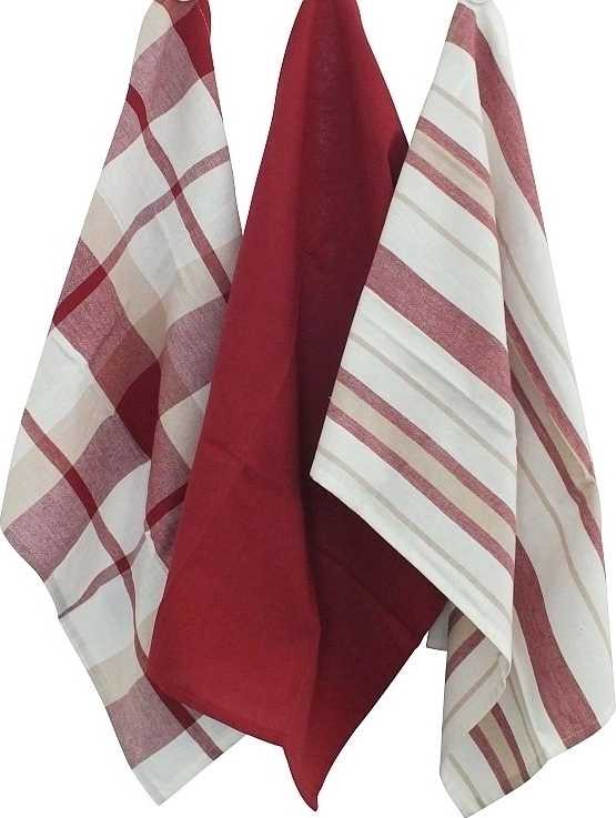 Kela Utěrka na nádobí PASADO 3ks červená  65 x 45 cm 