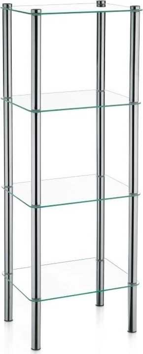 Kela Regál LARS rohový, chróm / sklo, 4. patrový 