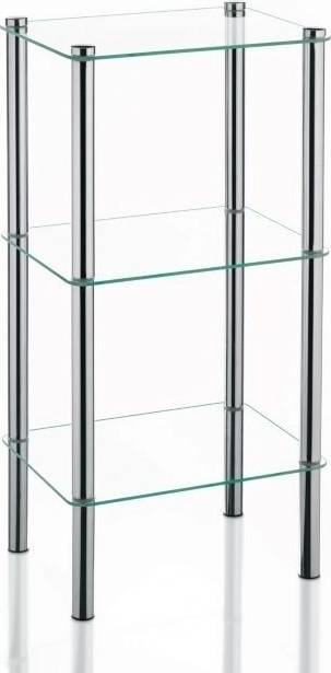 Kela Regál LARS rohový, chróm / sklo, 3. patrový 