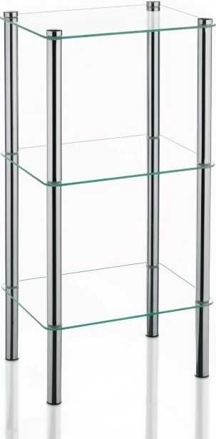 Kela Regál LARS rohový, chróm / sklo, 3. patrový 