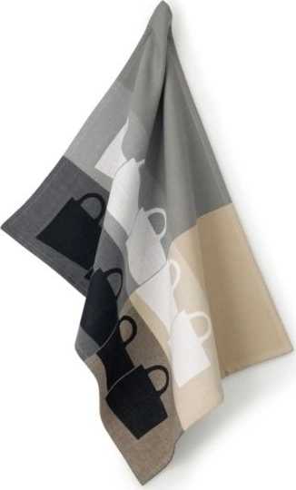 Kela Utěrka TABEA 100% bavlna, dekor hrnek, béžová / šedá 50x70cm 