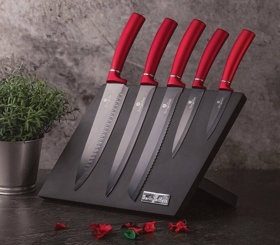 Berlingerhaus Sada nožů s magnetickým stojanem 6 ks Burgundy Metallic Line 