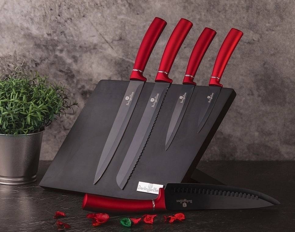 Berlingerhaus Sada nožů s magnetickým stojanem 6 ks Burgundy Metallic Line 