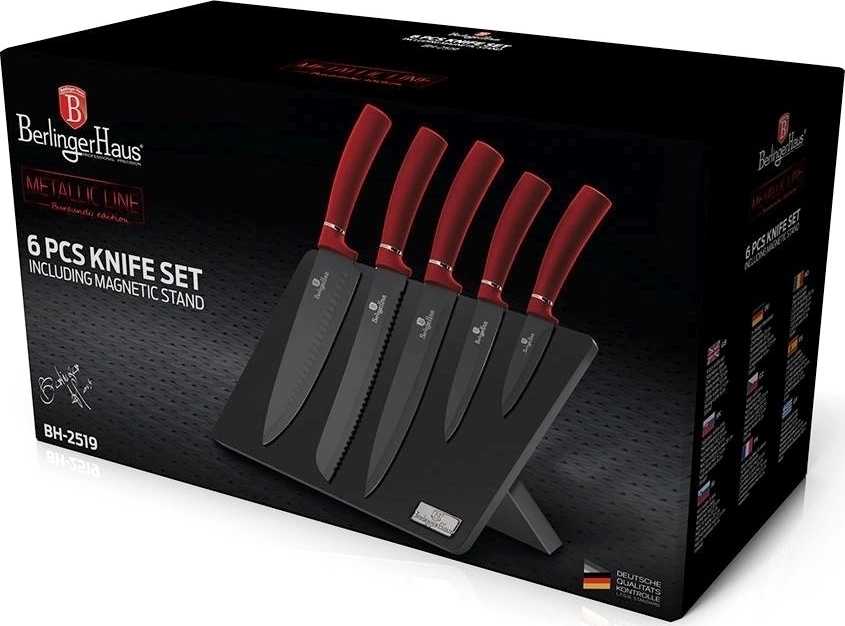 Berlingerhaus Sada nožů s magnetickým stojanem 6 ks Burgundy Metallic Line