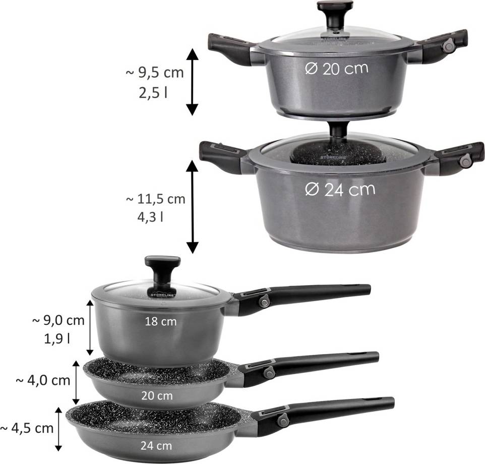 Stoneline Sada nádobí s mramorovým povrchem IMAGINATION 8 ks