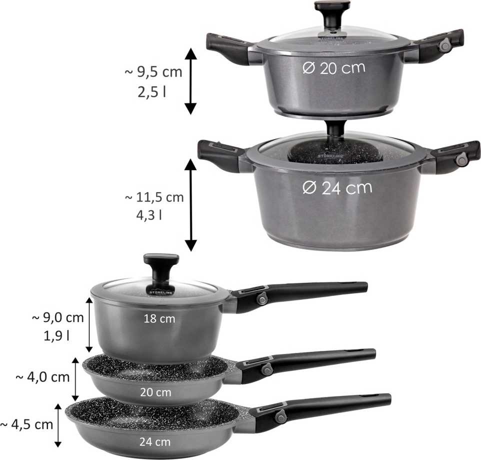 Stoneline Sada nádobí s mramorovým povrchem  IMAGINATION 8 ks 