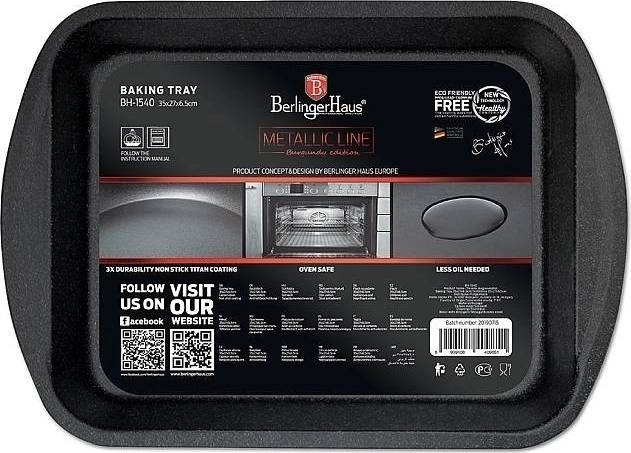 Berlingerhaus Pečící plech s titanovým povrchem Burgundy Metallic Line 40x28,5cm 
