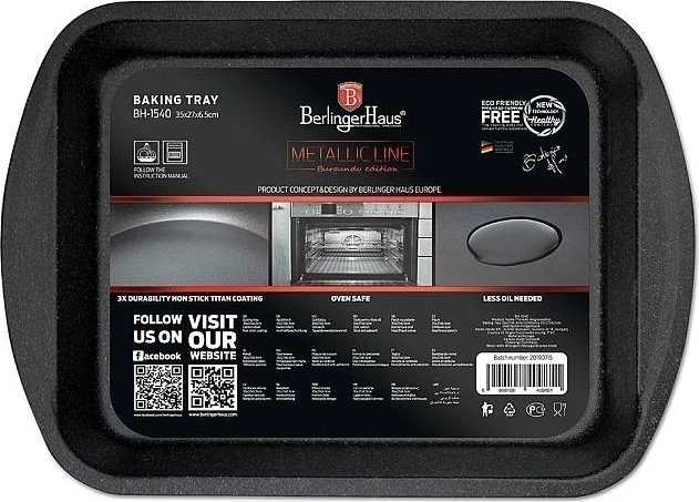 Berlingerhaus Pečící plech s titanovým povrchem Burgundy Metallic Line 40x28,5cm 