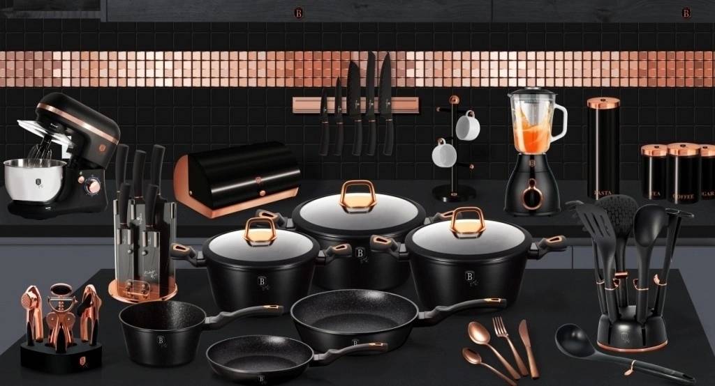 Berlingerhaus Sada nožů s magnetickým držákem 6 ks Black Rose Collection 