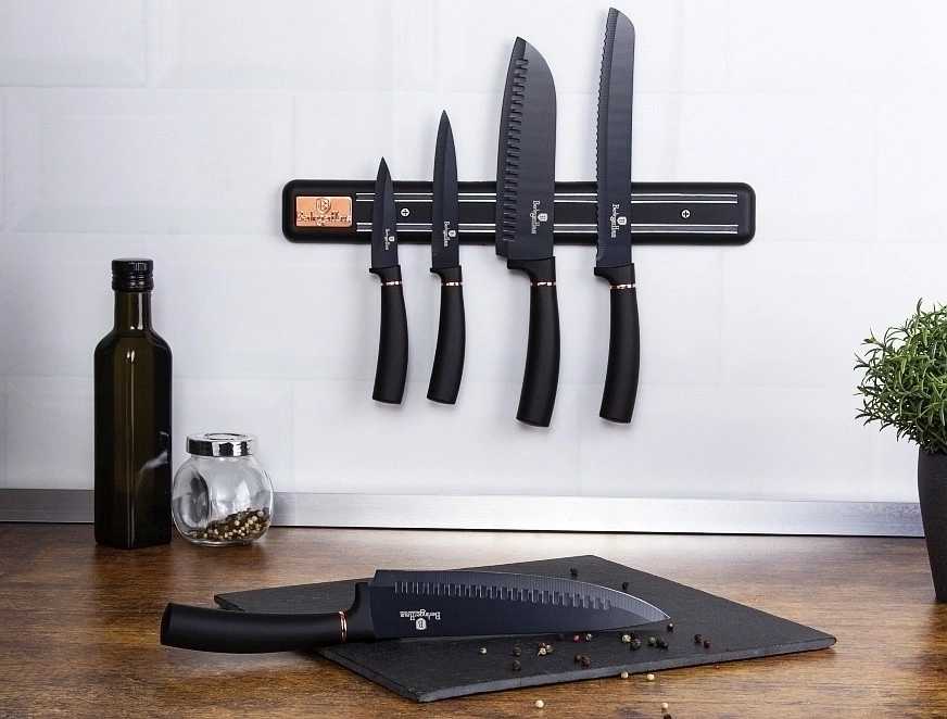 Berlingerhaus Sada nožů s magnetickým držákem 6 ks Black Rose Collection
