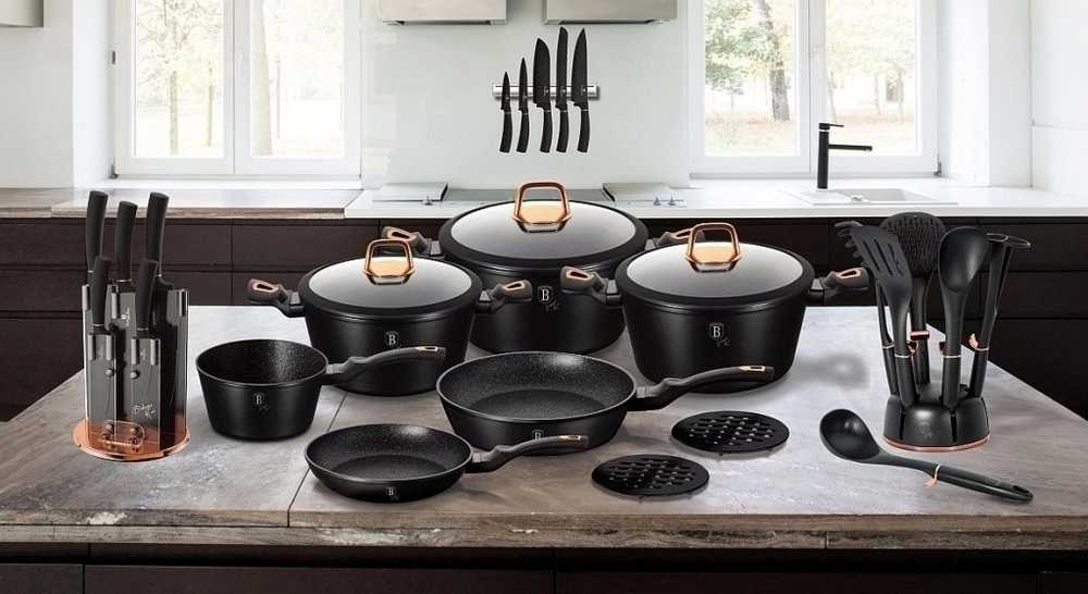 Berlingerhaus Sada nožů s magnetickým držákem 6 ks Black Rose Collection