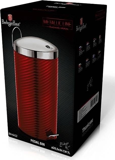 Berlingerhaus Koš odpadkový nerez 7 l Burgundy Metallic Line 