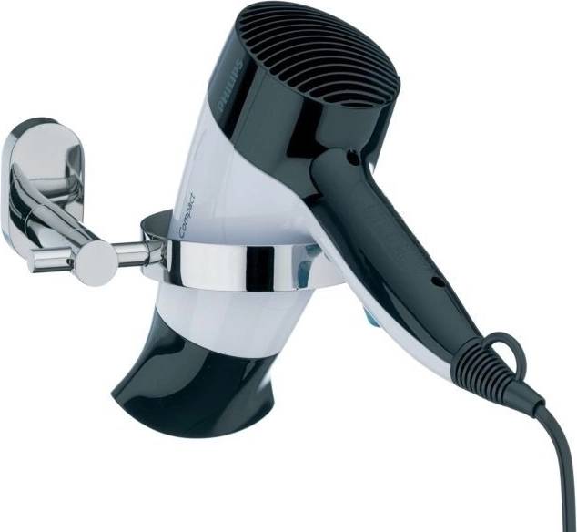 Kela Držák fénu LUCIDO ušlechtilá ocel O9cm x 14cm, úchyt 6cmx11cm 