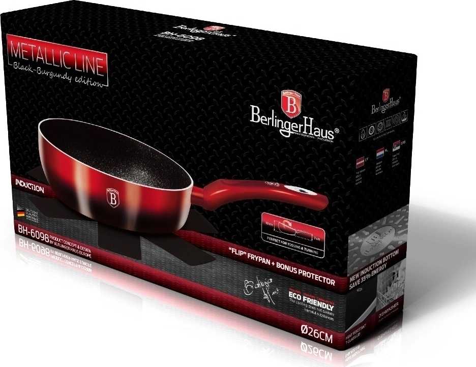 Berlingerhaus Pánev prohazovací s mramorovým povrchem 26 cm Black Burgundy Metallic Line 