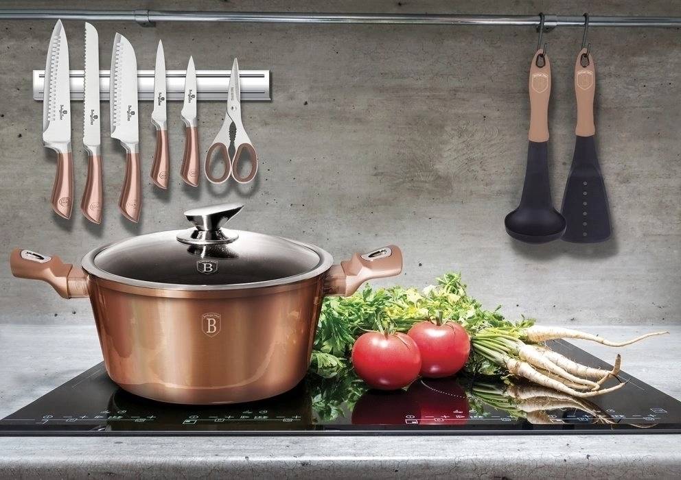 Berlingerhaus Sada nádobí s mramorovým povrchem 17 ks Rosegold Metallic Line 