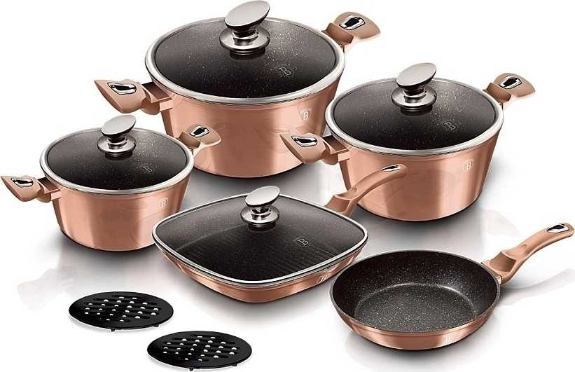 Berlingerhaus Sada nádobí s mramorovým povrchem 11 ks Rosegold Metallic Line