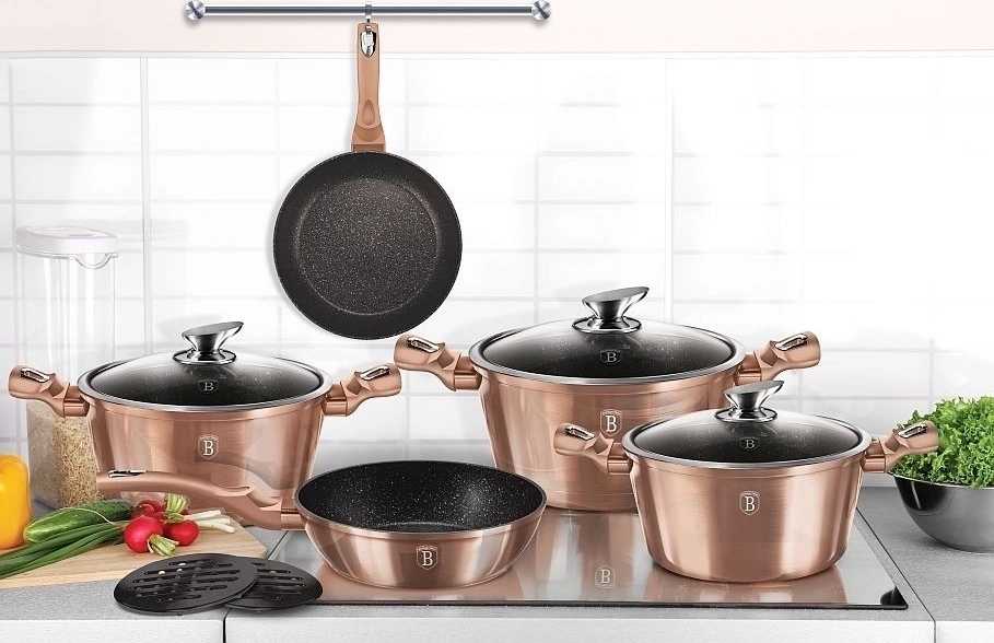 Berlingerhaus Sada nádobí s mramorovým povrchem 11 ks Rosegold Metallic Line