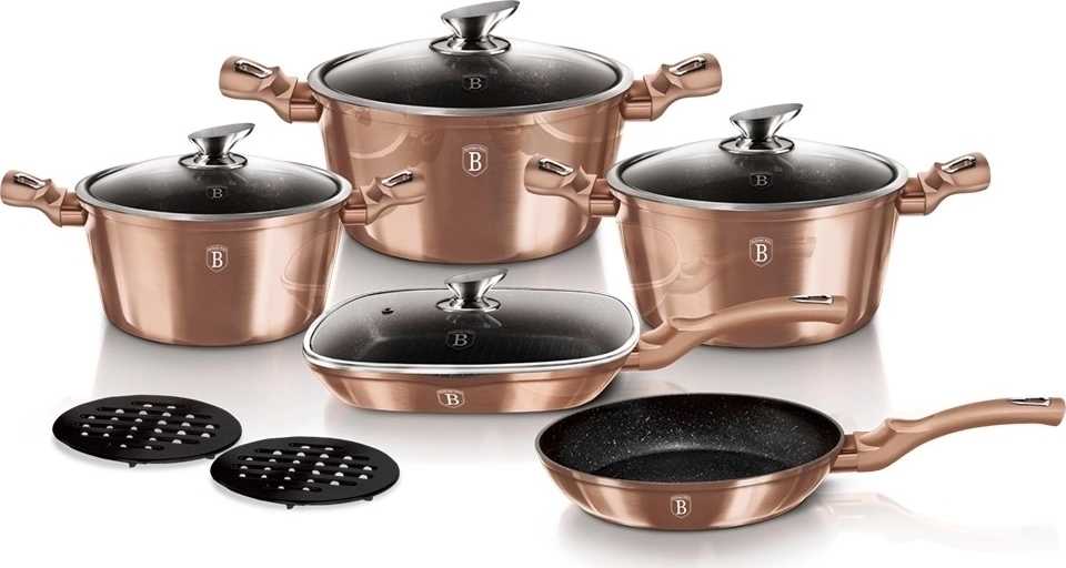 Berlingerhaus Sada nádobí s mramorovým povrchem 11 ks Rosegold Metallic Line