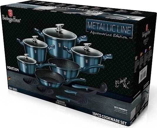 Berlingerhaus Sada nádobí s mramorovým povrchem 15 ks Aquamarine Metallic Line 