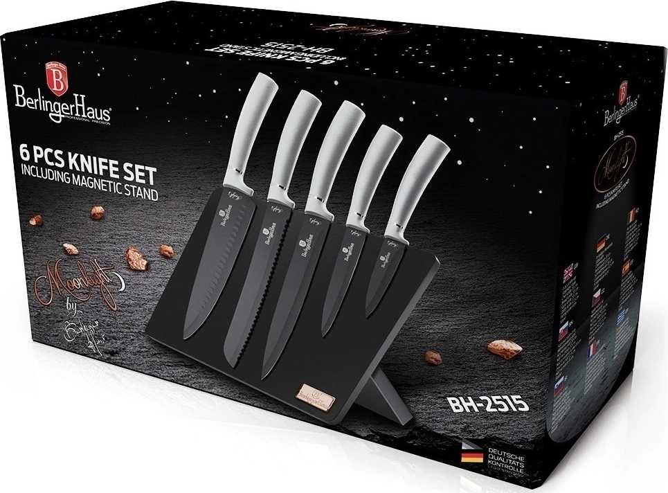 Berlingerhaus Sada nožů s magnetickým stojanem 6 ks Moonligt Collection 