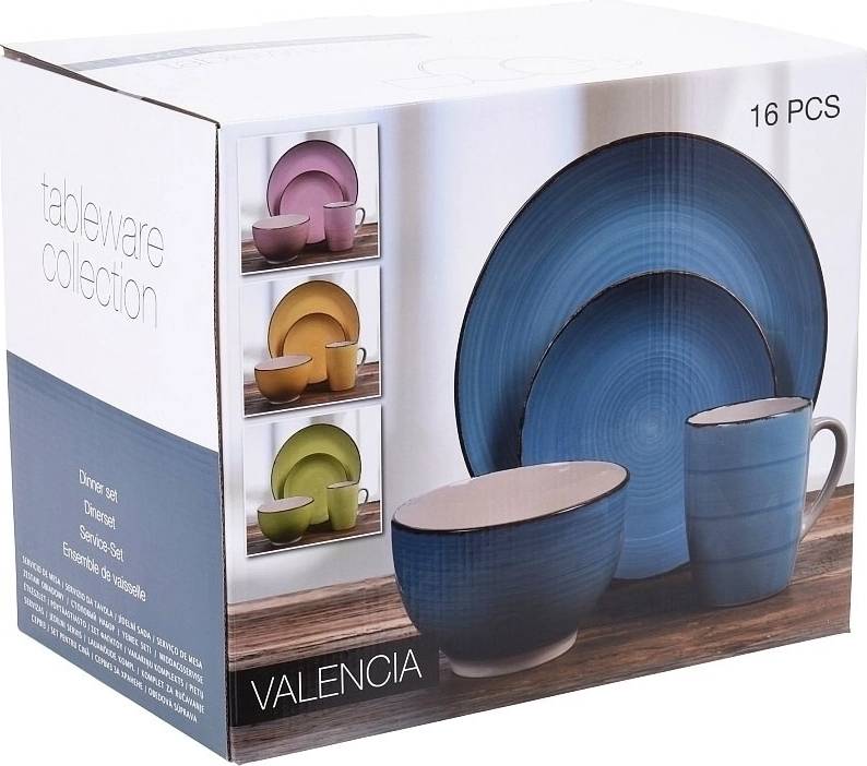 Excellent Jídelní sada talířů VALENCIA kamenina 16 ks žlutá
