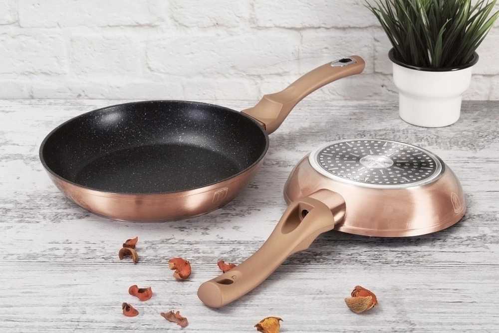 Berlingerhaus Pánev s mramorovým povrchem sada 3 ks Copper Metallic Line 