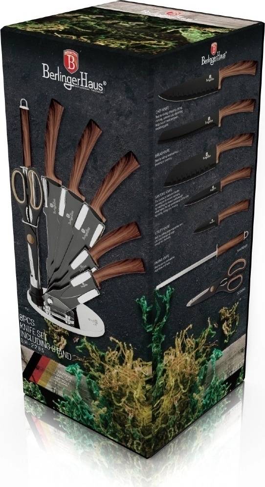 Berlingerhaus Sada nožů s nepřilnavým povrchem Forest Line Ebony Rosewood 8 ks 
