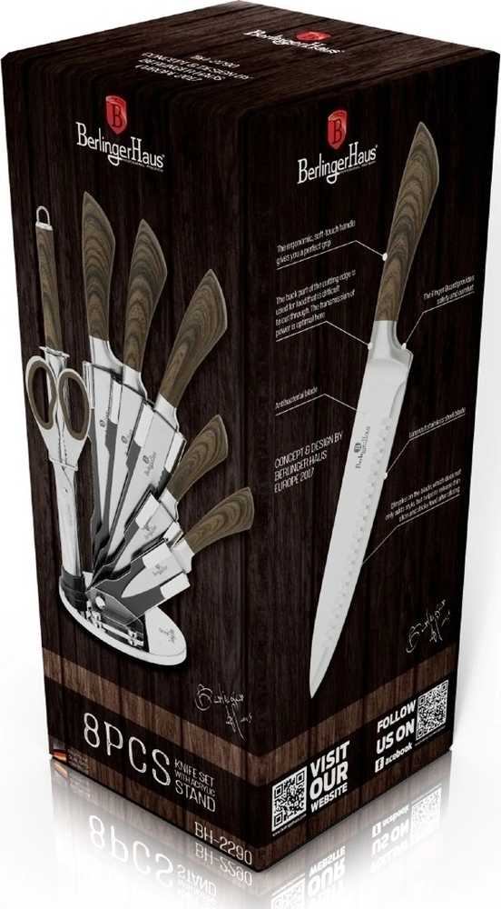 Berlingerhaus Sada nožů ve stojanu nerez Forest Line 8 ks 