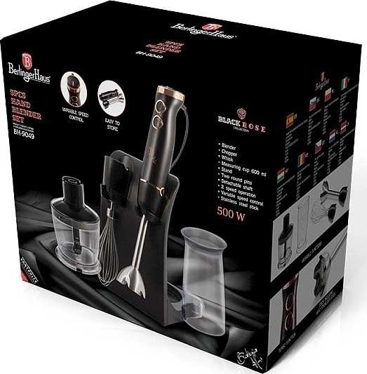 Berlingerhaus Mixér tyčový s příslušenstvím 500 W Black Rose Collection 