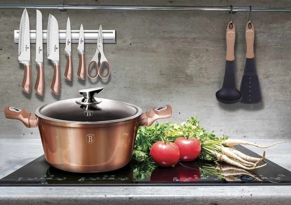 Berlingerhaus Sada nádobí s mramorovým povrchem 6+4 ks Rosegold Metallic Line