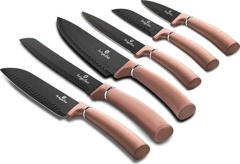 Berlingerhaus Sada nožů s nepřilnavým povrchem 6 ks Rosegold Metallic Line blistr