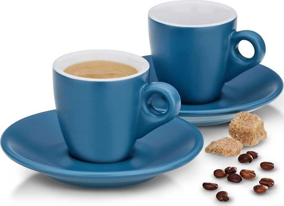 Kela Hrnek na espresso s podšálkem sada 4 ks MATTIA tyrkysová 