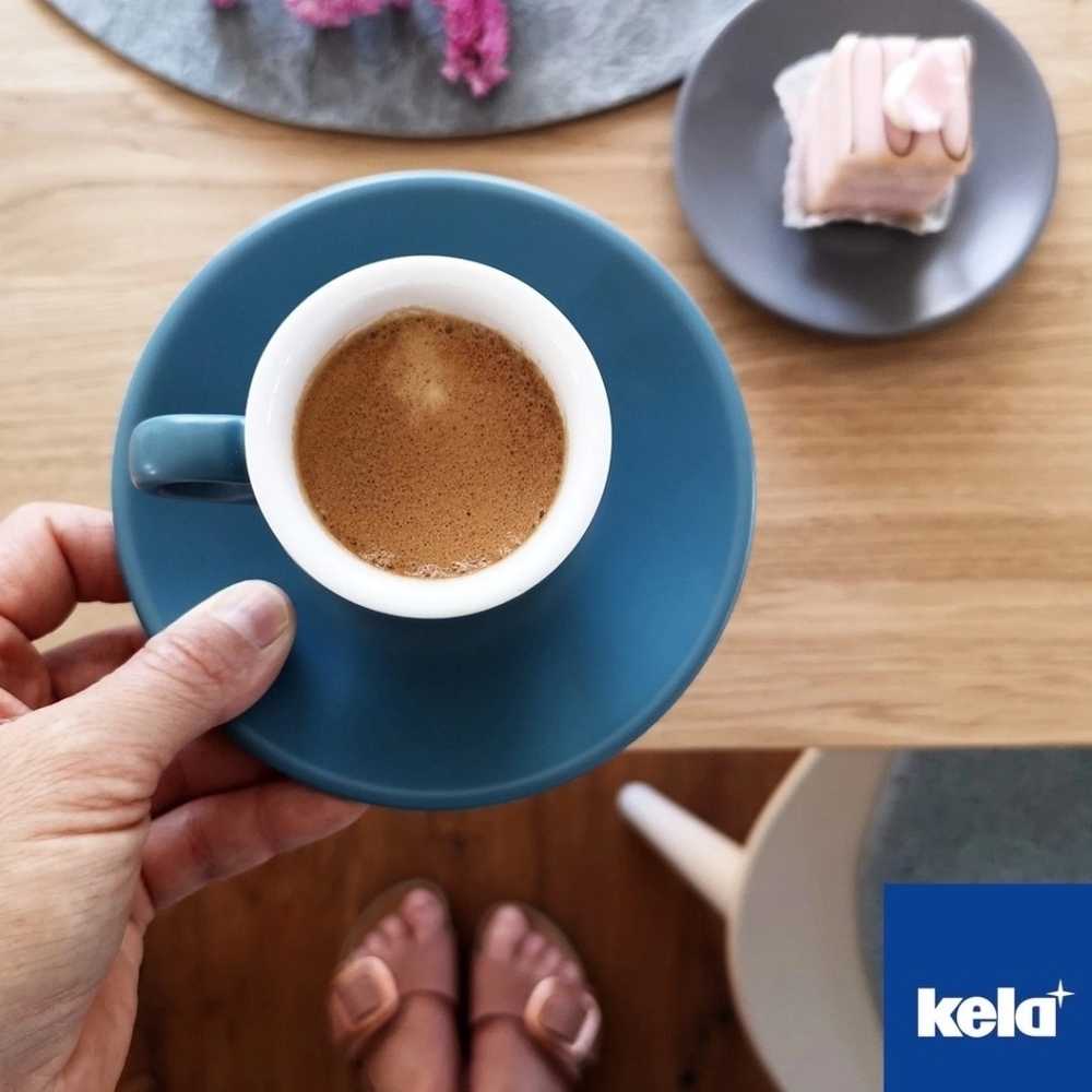 Kela Hrnek na espresso s podšálkem sada 4 ks MATTIA tyrkysová 