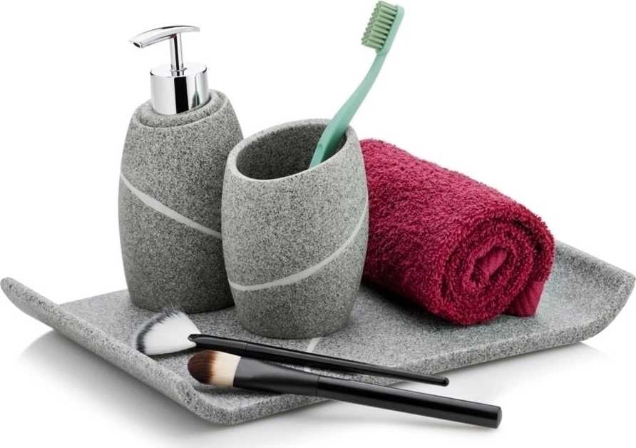 Kela Držák na koupelnové doplňky TALUS poly dekor kámen šedá