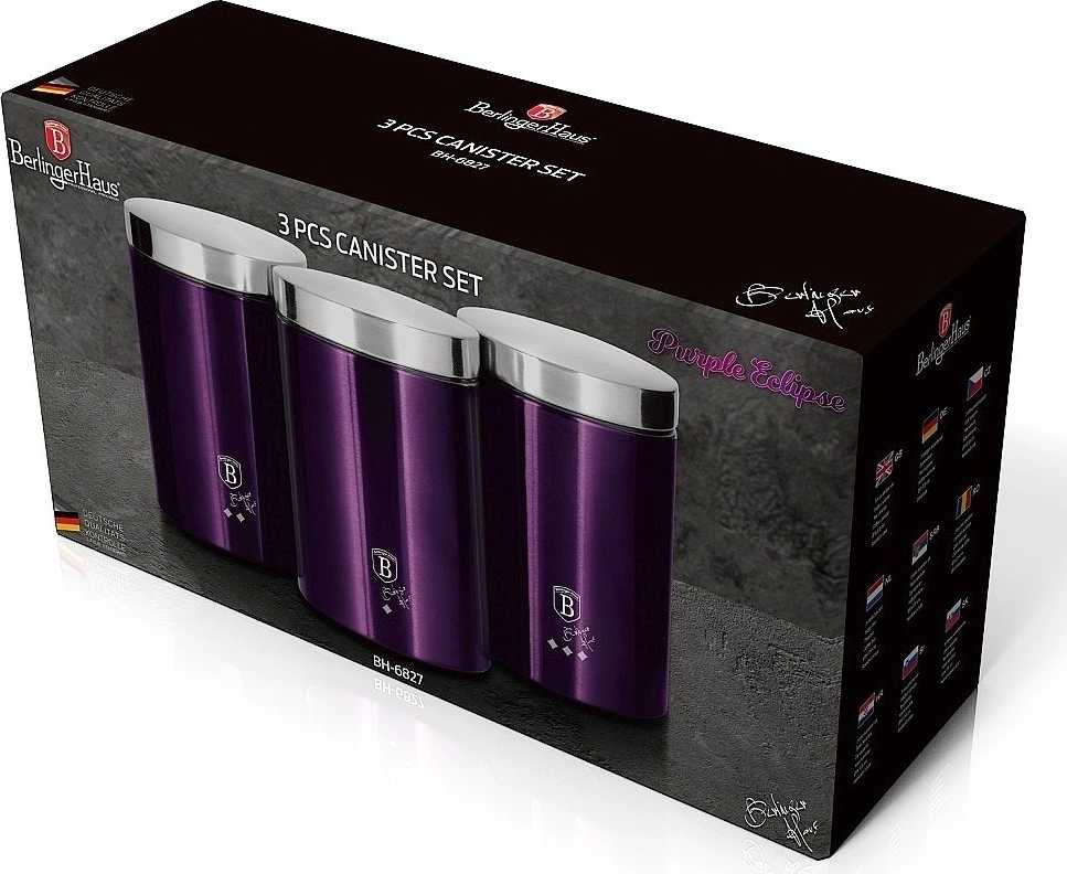 Berlingerhaus Dóza na potraviny sada 3 ks Purple Metallic Line
