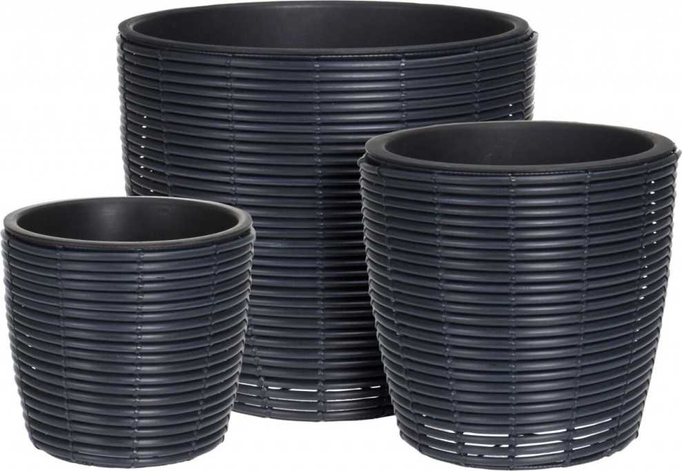 Progarden Květináč ratan s vložkou sada 3 ks antracit