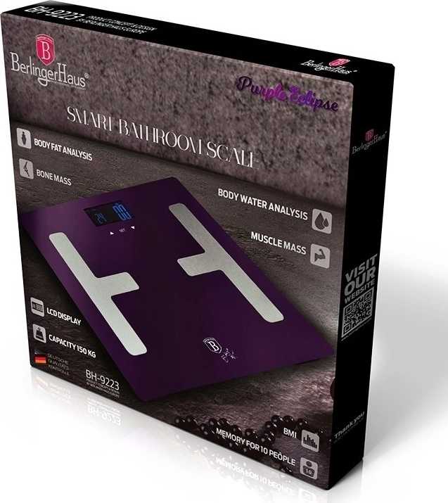 Berlingerhaus Osobní váha Smart s tělesnou analýzou 150 kg Purple Metallic Line