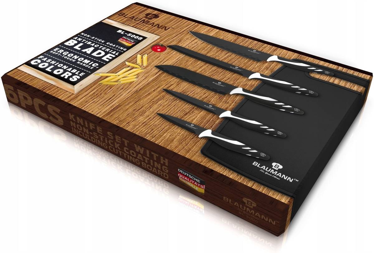 Blaumann Sada nožů s nepřilnavým povrchem + prkénko 6 ks NonStick Chef 