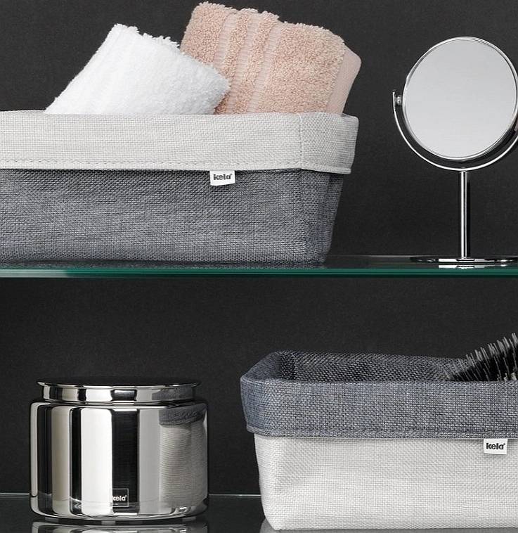 Kela Košík úložný do koupelny PALMA 19x19x10cm antracit 