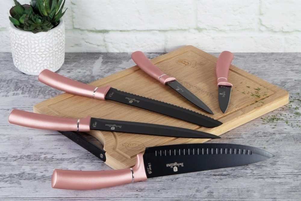 Berlingerhaus Sada nožů s nepřilnavým povrchem + prkénko 6 ks I-Rose Edition
