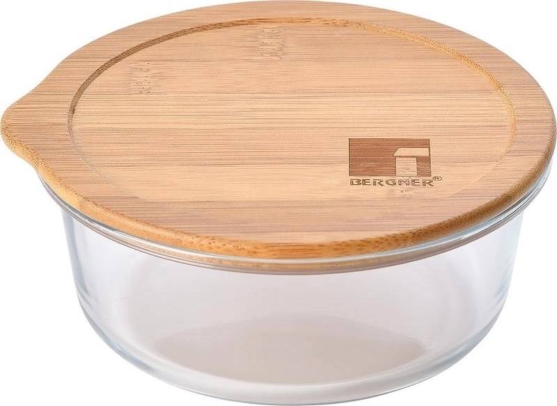 Bergner Dóza na potraviny skleněná s bambusovým víkem 0,65 l