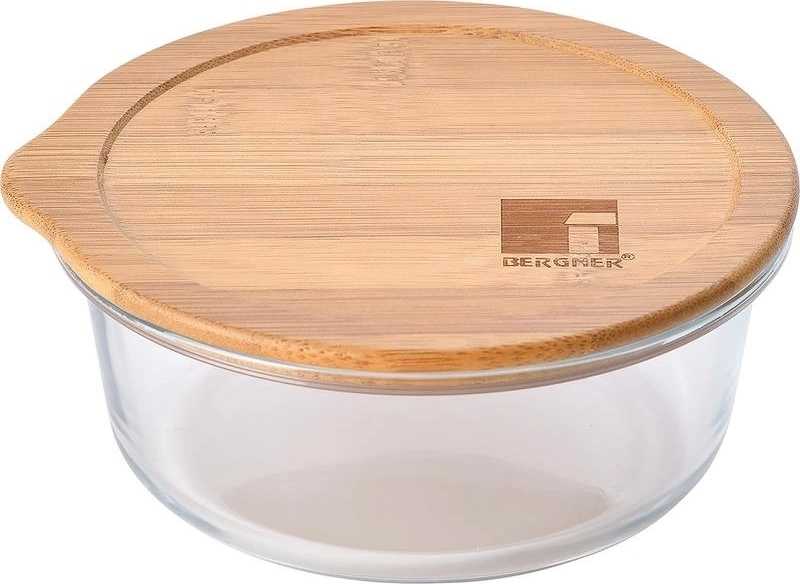 Bergner Dóza na potraviny skleněná s bambusovým víkem 0,65 l 