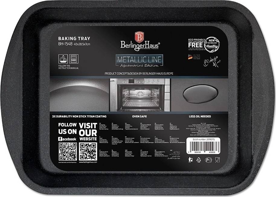 Berlingerhaus Pečící plech s titanovým povrchem Aquamarine Metallic Line 40 x 28,5 cm