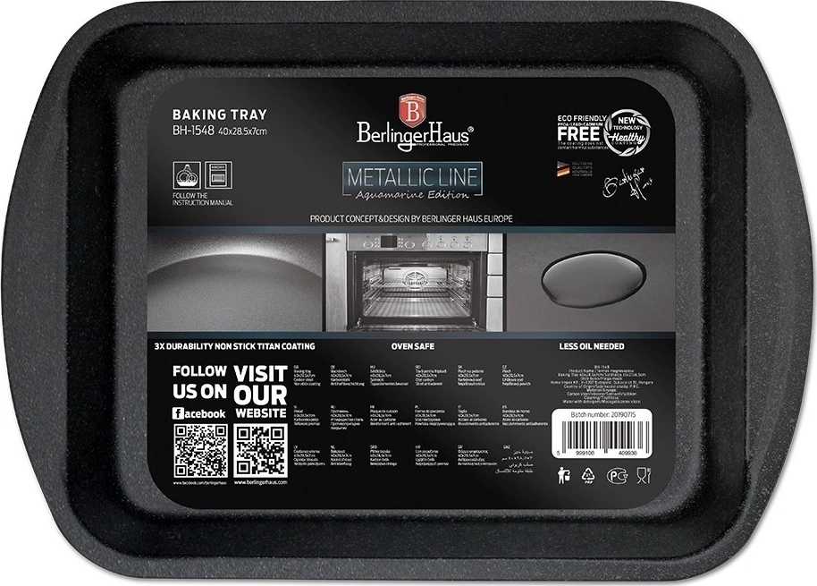 Berlingerhaus Pečící plech s titanovým povrchem Aquamarine Metallic Line 40 x 28,5 cm