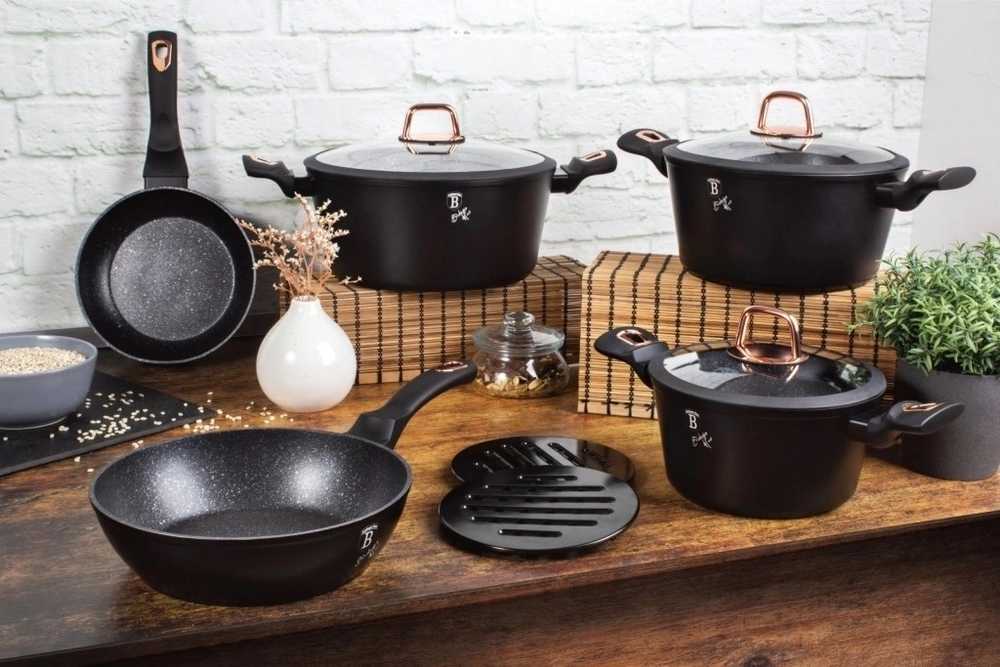 Berlingerhaus Sada nádobí s mramorovým povrchem 10 ks Black Rose Collection